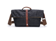 Waxed Canvas Mens Womens Side Bag 13‘’ Khaki Courier Bag Messenger Bag for Men - iwalletsmen