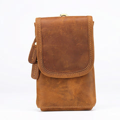 Casual  Brown Leather Cell Phone HOLSTER Belt Pouch for Men Waist Bags BELT BAG For Men - iwalletsmen