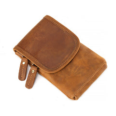 Casual  Brown Leather Cell Phone HOLSTER Belt Pouch for Men Waist Bags BELT BAG For Men - iwalletsmen