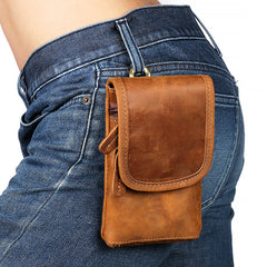 Casual  Brown Leather Cell Phone HOLSTER Belt Pouch for Men Waist Bags BELT BAG For Men - iwalletsmen