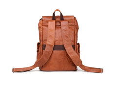 Cool Brown Black Leather Men's Backpack College Backpack 13inch Laptop Backpack For Men - iwalletsmen