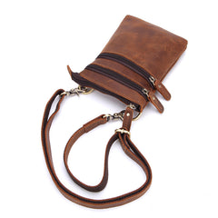 Vintage Leather Men's Belt Pouch Cell Phone Holster Brown Mini Side Bag For Men - iwalletsmen