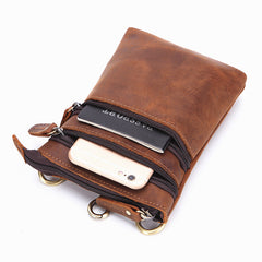 Vintage Leather Men's Belt Pouch Cell Phone Holster Brown Mini Side Bag For Men - iwalletsmen