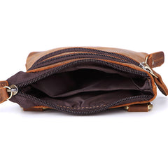 Vintage Leather Men's Belt Pouch Cell Phone Holster Brown Mini Side Bag For Men - iwalletsmen