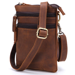 Vintage Leather Men's Belt Pouch Cell Phone Holster Brown Mini Side Bag For Men - iwalletsmen