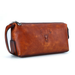 Cool Brown Black Leather Men's Clutch Bag Clutch Purse Business Handbag For Men - iwalletsmen