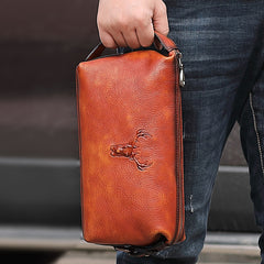best mens dopp bag Brown Leather toiletry bag for men