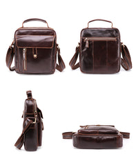 Fashion Brown Leather Men's Small Vertical Courier Bag Messenger Bag Side Bag For Men - iwalletsmen