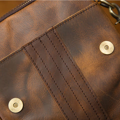 Vintage Brown Leather Mens Small Vertical Side Bags Courier Bag Messenger Bag For Men - iwalletsmen