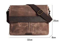Casual Waxed Canvas Leather Brown Men's Side Bag Shoulder Bag Messenger Bag For Men - iwalletsmen