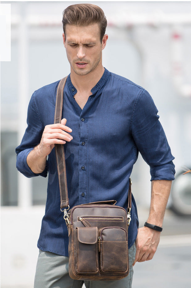 Mens Leather Sling Bag Men Cross Body Bag Small Crossbody 