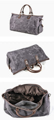 Casual Waxed Canvas Leather Mens Large Black Travel Weekender Bag Green Duffle Bag for Men - iwalletsmen