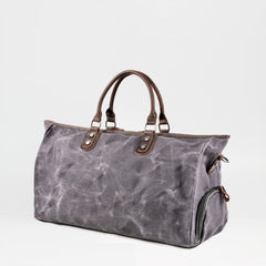Casual Waxed Canvas Leather Mens Large Black Travel Weekender Bag Green Duffle Bag for Men - iwalletsmen