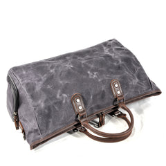 Casual Waxed Canvas Leather Mens Large Black Travel Weekender Bag Green Duffle Bag for Men - iwalletsmen