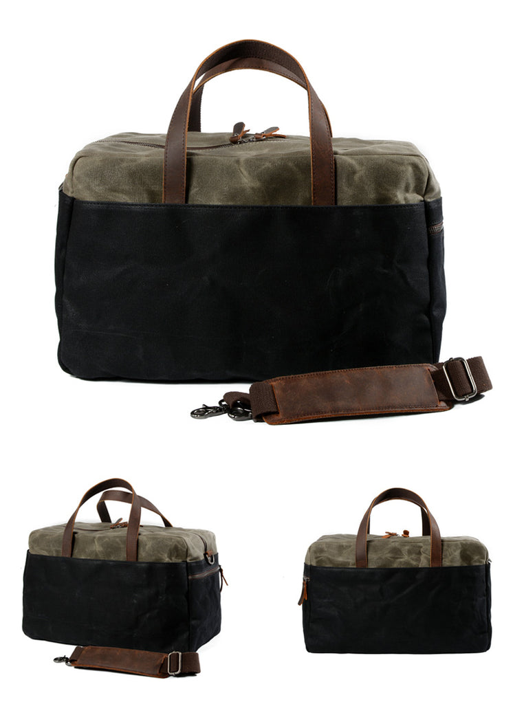 Casual Waxed Canvas Leather Mens Military Style Travel Weekender Bag D –  iwalletsmen