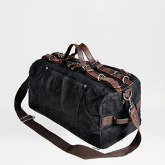 Casual Waxed Canvas Leather Mens Military Style Travel Weekender Bag Duffle Bag for Men - iwalletsmen