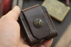 Handmade Leather Mens Standard Zippo Lighter Case With Belt Loop Zippo Cool Standard Lighter Holders For Men - iwalletsmen