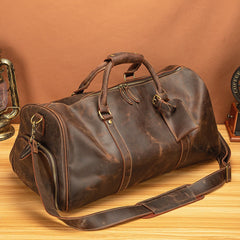 Classic Leather Mens Large Leather Duffle Bag Large Weekender Bag Travel Bag