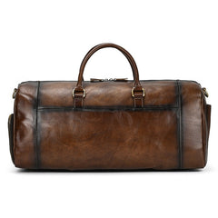 Classic Tan Leather Mens Large Weekender Bag Travel Bag Large Leather Duffle Bag