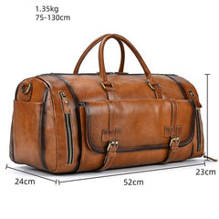 Classic Coffee Leather Mens Large Weekender Bag Travel Bag Large Leather Duffle Bag