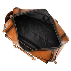 Classic Coffee Leather Mens Large Weekender Bag Travel Bag Large Leather Duffle Bag