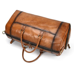 Classic Coffee Leather Mens Large Weekender Bag Travel Bag Large Leather Duffle Bag