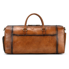 Classic Coffee Leather Mens Large Weekender Bag Travel Bag Large Leather Duffle Bag