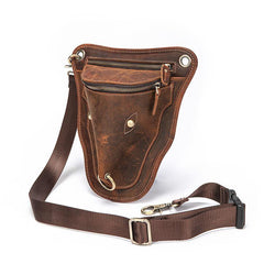 Vintage Brown LEATHER MEN'S Ox Fanny Pack Waist Bag Side Bag Drop Leg Biker Bag For Men - iwalletsmen