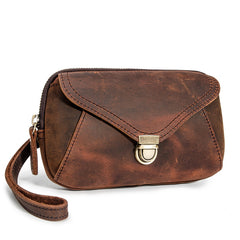 Classy Brown Leather Mens Work Clutch Bag Wirstlet Clutch Mobile Phone Bag For Men - iwalletsmen