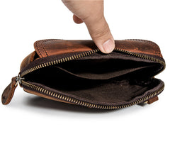 Classy Brown Leather Mens Work Clutch Bag Wirstlet Clutch Mobile Phone Bag For Men - iwalletsmen