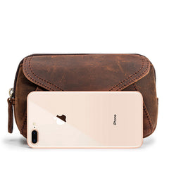 Classy Brown Leather Mens Work Clutch Bag Wirstlet Clutch Mobile Phone Bag For Men - iwalletsmen