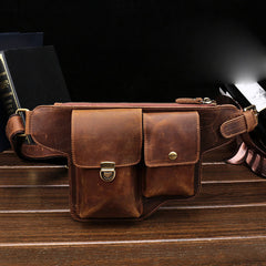 Classy Vintage LEATHER MEN'S  Cell Phone Holster Fanny Pack Waist Bag For Men - iwalletsmen