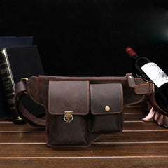 Classy Vintage LEATHER MEN'S  Cell Phone Holster Fanny Pack Waist Bag For Men - iwalletsmen