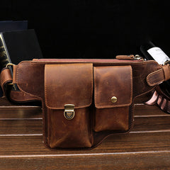 Classy Vintage LEATHER MEN'S  Cell Phone Holster Fanny Pack Waist Bag For Men - iwalletsmen