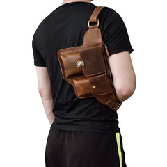 Classy Vintage LEATHER MEN'S  Cell Phone Holster Fanny Pack Waist Bag For Men - iwalletsmen