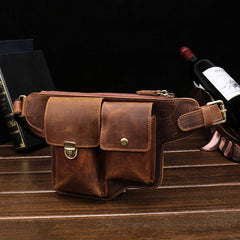 Classy Vintage LEATHER MEN'S  Cell Phone Holster Fanny Pack Waist Bag For Men - iwalletsmen