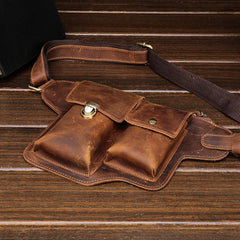 Classy Vintage LEATHER MEN'S  Cell Phone Holster Fanny Pack Waist Bag For Men - iwalletsmen