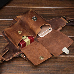 Classy Vintage LEATHER MEN'S  Cell Phone Holster Fanny Pack Waist Bag For Men - iwalletsmen