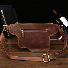 Classy Vintage LEATHER MEN'S  Cell Phone Holster Fanny Pack Waist Bag For Men - iwalletsmen