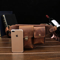 Classy Vintage LEATHER MEN'S  Cell Phone Holster Fanny Pack Waist Bag For Men - iwalletsmen