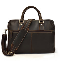 Vintage Leather Brown Men's 14‘’ Laptop Briefcase Professional Briefcase Business Handbag For Men - iwalletsmen