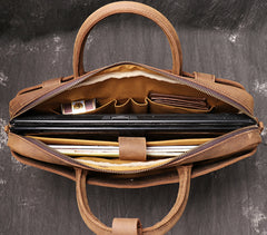 Vintage Leather Mens Briefcase Bag Work Bag Business Bag 15inch Computer Bag For Men - iwalletsmen