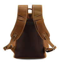 Coffee Bucket Leather College Backpack Men's 14 inches Large Barrel Travel Backpack For Men
