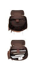 Coffee Bucket Leather College Backpack Men's 14 inches Large Barrel Travel Backpack For Men