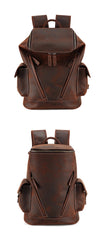 Coffee Bucket Leather College Backpack Men's 14 inches Large Barrel Travel Backpack For Men