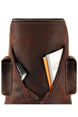 Coffee Bucket Leather College Backpack Men's 14 inches Large Barrel Travel Backpack For Men