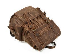 Army Green Canvas School Backpack Waxed Canvas Mens Green Laptop Backpack Travel Hiking Backpack For Men - iwalletsmen