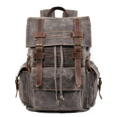 Army Green Canvas School Backpack Waxed Canvas Mens Green Laptop Backpack Travel Hiking Backpack For Men - iwalletsmen