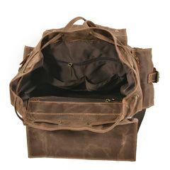 Army Green Canvas School Backpack Waxed Canvas Mens Green Laptop Backpack Travel Hiking Backpack For Men - iwalletsmen