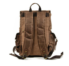 Army Green Canvas School Backpack Waxed Canvas Mens Green Laptop Backpack Travel Hiking Backpack For Men - iwalletsmen